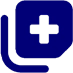 A blue and black logo for the computer.