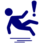 A blue person is falling down on the ground